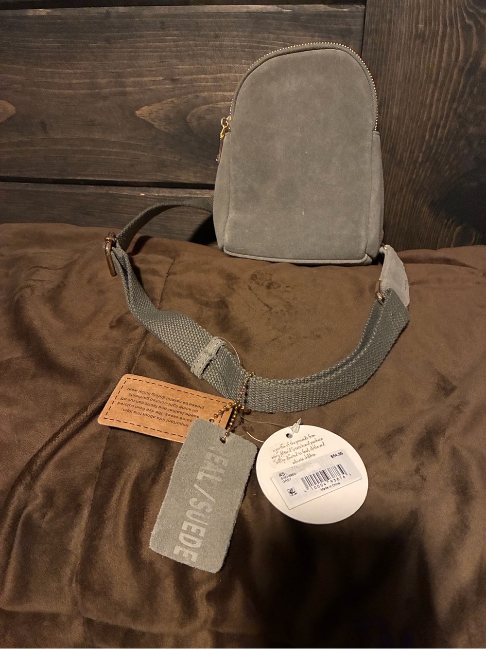 Altar'd State Suede Crossbody Bag - Gray, new with tags